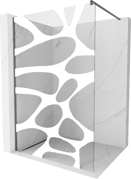 MEXEN/S - Kyoto Sprchová zástena WALK-IN 80 x 200, biely vzor 8 mm, grafit metal 800-080-101-95-97