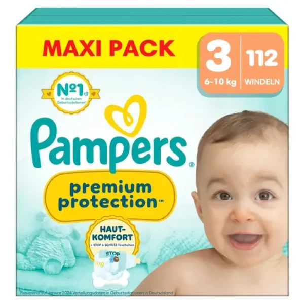 Pampers Premium Protection Midi 6-10 kg (112 ks) / plienkové nohavičky / veľkosť 3 (6-10 kg) (8700216664585)