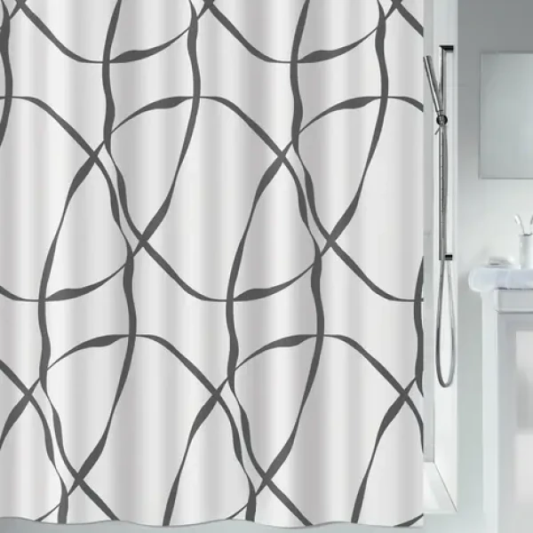 Spirella RIBBON sprchový záves biela / motív stuhy / 180 x 200 cm / polyester