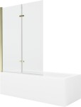MEXEN/S - Cubik obdĺžniková vaňa 160 x 70 cm s panelom + vaňová zástena 120, transparent, zlatá 550316070X9212025000