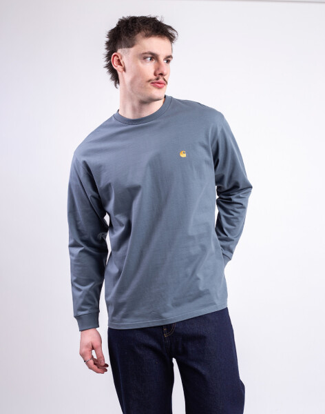Carhartt WIP L/S Chase T-Shirt Cozy Blue/Gold XL
