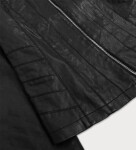 Černá bunda ramoneska s kulatým výstřihem (TD-116) Barva: odcienie czerni, Velikost: S (36)