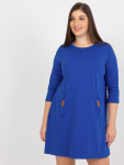 Kobaltově modré minišaty plus size s kapsami od Dalenne L / XL