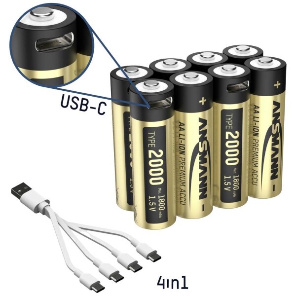 Ansmann 1312-0039 tužkový akumulátor typu AA lítiová 1800 mAh 1.5 V 8 ks; 1312-0039