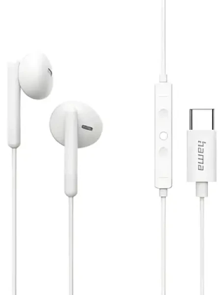 HAMA Classy biela / Slúchadlá do uší - štuple / mikrofón / USB-C / 1,2 m (221786)