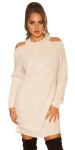 Sexy KouCla Cold Shoulder knit mini dress white Einheitsgroesse