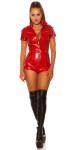 Sexy KouCla Leatherlook Jumpsuit with Zips red