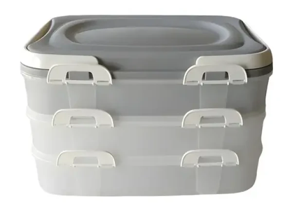 OEM Piknik dóza 3 poschodia / Dóza na potraviny / S uchy / 40 x 30 x 27 cm (282878)
