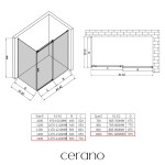 CERANO - Sprchovací kút Santoro - pravá - 6 mm - čierna matná, mliečne sklo - 140x100 - posuvný CER-665788