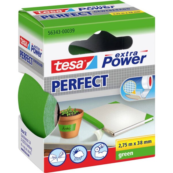 Tesa PERFECT 56343-00039-03 páska so skleným vláknom tesa® Extra Power zelená (d x š) 2.75 m x 38 mm 1 ks; 56343-00039-03