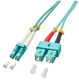 Lindy LWL Duplex tyrkysová / Optický kabel / LC/SC / Multimode OM3 / 10 m (46394)