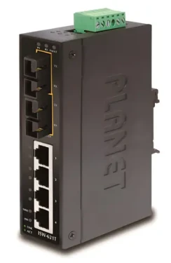 Planet ISW-621TS15 / Switch priemyselný / 4X 10/100 RJ-45 / 2x 100FX SM 15km SC / DIN / -40 až 75 ° C / 48VDC (ISW-621TS15)