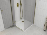 MEXEN/S - Roma sprchovací kút 90x90, kyvný, číre sklot, zlatý + vanička 854-090-090-50-00-4010
