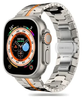 Tech-Protect Stainless Line titánovo oranžová / Remienok / Apple Watch 4/5/6/7/8/9/SE/Ultra 1/2 / 42/44/45/49 mm