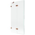 MEXEN/S - Lunar vaňová zástena 2-krídlová ľavá 90 x 150, transparent, ružové zlato 897-090-100-60-00-L