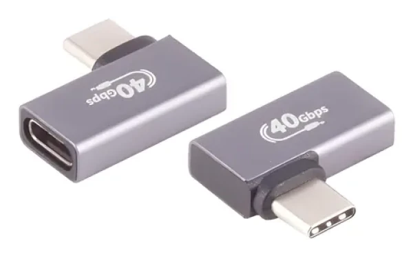 Shiverpeaks USB-C adaptér Pre 90° šedá / Adaptér / Uhlový 90° / USB4 40 Gbit/s / DisplayPort 2.0 / kovové telo (BS13-60001)