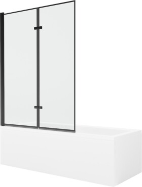 MEXEN/S - Cubik obdĺžniková vaňa 170 x 70 cm s panelom + vaňová zástena 120, čierna vzor 550317070X9212027070