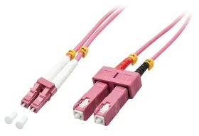 Lindy LC/SC OM4 růžová / Optický duplexní kabel / Multimode / 50/125 µm / 1 m (46360)