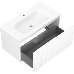 MEXEN/S - Rivel kúpeľňová skrinka 90 cm s umývadlom Vela, 1 šuplík, reliéf, biela mat 91A20-09047-1-BF01-W23M01