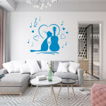 Veselá Stena Samolepka Mačička milujúca hudbu Farba: růžová, Veľkosť: 80 x 76 cm