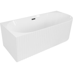 MEXEN/S - Gia voľne stojaca rohová vaňa reliéf ľavá 150 x 75, biela lesk, sifón a prepad čierna 52701507500L-70