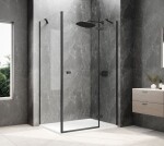 POLYSAN - GLOBE BLACK obdĺžniková sprchová zástena 1000x800, číre sklo, pravé GB1010-3215RB
