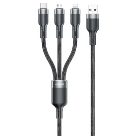 AWEI CL-975 čierna / Kábel / 3v1 / USB-C + Lightning + Micro USB / 120 cm (CL-975)