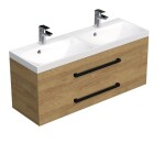 Kúpeľňová skrinka s čiernou úchytkou a umývadlom SAT Cube Way 120x47,5x40 cm dub Hickory mat CUBE2C120ZDH CUBE2C120ZDH