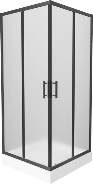 MEXEN/S - Rio sprchovací kút štvorec 90 x 90, dekor, čierny + vanička Rio vrátane výpuste 860-090-090-70-30-4510