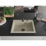 MEXEN/S MEXEN/S - Elix granitový drez 1-miska 600 x 500 mm, béžový, sifón czarn 6525601005-69-B