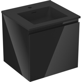 MEXEN/S - Orio kúpeľňová skrinka 50 cm s umývadlom Otis, 1 šuplík, čierna lesk/čierna mat 91A10-05047-1-BF70-W18M71
