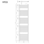 Mereo Vykurovací rebrík, rovný, 450x1690 mm, biely MT03
