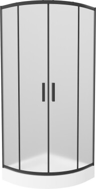 MEXEN/S - Rio sprchovací kút štvrťkruh 80 x 80, dekor, čierny + vanička Rio vrátane výpuste 863-080-080-70-30-4710