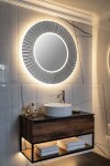 SAPHO - PRIDE STRIP guľaté zrkadlo s LED osvetlením v ráme, priemer 90cm, strieborná PD952