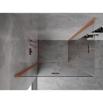MEXEN/S - Mist-F Duo sprchovací kút skladacie dvere ľavá 90 x 85, transparent, meď kartáčovaná 8A6-090L-085P-65-00