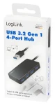 LogiLink čierna / USB hub / 4 porty / USB 3.2 Gen 1 / LED indikácia / 0,15 m kábel (UA0396)