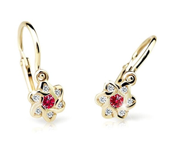 Cutie Jewellery Zlaté detské náušnice C2149-10-X-1 červená