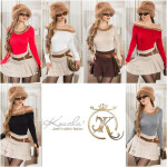 SexyBack! Koucla finednitted jumper with fake fell Einheitsgroesse