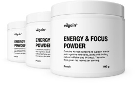 Vilgain Energy & Focus Powder – 3× broskyňa 195 g