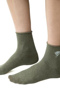Dámske vzorované ponožky 099 OLIVE MELANGE 35-37