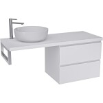 CERANO - Kúpeľňová skrinka Carole - biela matná + doska pod umývadlo Navira Pro - 36 mm + konzola chróm - 120x46x51,6 CER-606177