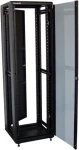 Xtendlan 42U/600x1000 čierna / Stojanový rozvádzač / 19" / sklenené dvere / plný chrbát (ECO-42U-6010-BLACK-S)