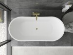 MEXEN/S - Montana vaňa voľne stojaca 180 x 80, biela, sifón a prepad zlatá 52011808000-50