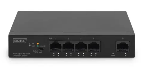 Digitus 4+1 Port PoE čierna / Switch / Gigabit / Neriadený / PoE+ 60W (DN-95330-1)