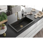MEXEN/S MEXEN/S - Elix granitový drez 1-miska 800 x 500 mm, čierna/zlatá metalik, sifón zlatá 6527801005-75-G