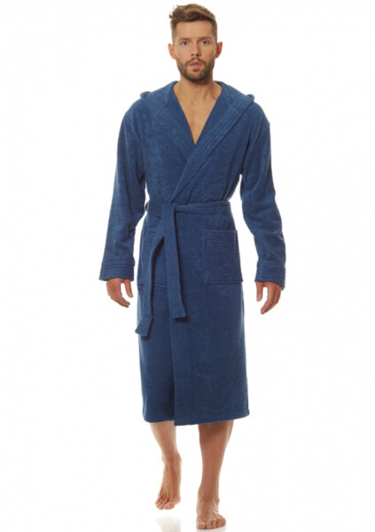 Pánsky župan s kapucňou L&L 2104 L Modrá