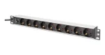 Digitus DN-95437 čierna / Zásuvkový panel do racku 19" / 9x zásuvka / hliník / 2 m (DN-95437)