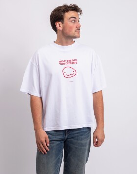 Monkey Studios Tričko Have The Day You Deserve? white/red L