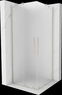 MEXEN/S - Velar Duo sprchovací kút, posuvné dvere 90 x 90, dekor, nikel kartáčovaný 871-090-090-32-97