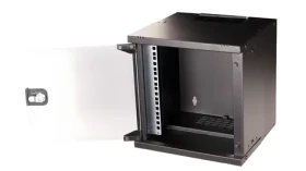 Equip ECO 300x300 čierna / Nástenný rozvádzač 10" / 6U / sklenené dvere / hĺbka 300 mm (EWM-06-3030-B)